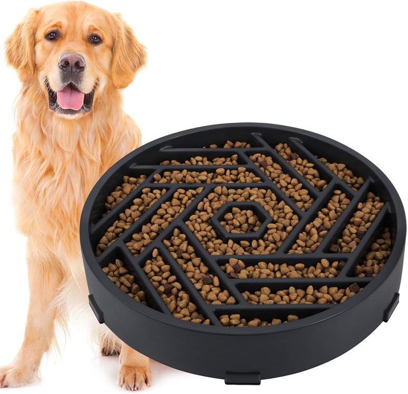 tobyto Slow Feeder Dog Bowls Large Medium Breed,Anti-Choking Slow Eating Dog Food Bowl,Non Slip Pet Slower Food Feeding Bowls Large Puzzle Slow Feeder Bloat Stop Maze Dog Dishes,Black - Image 1